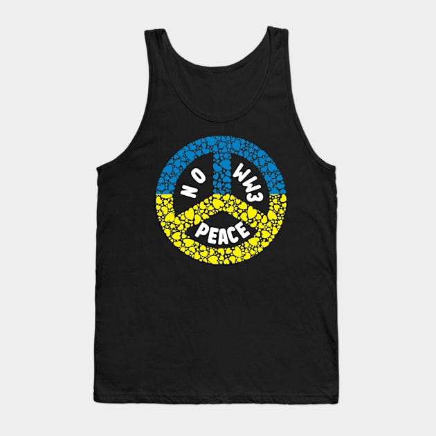 PRAYING FOR PEACE BLUE AND YELLOW HEART PEACE SYMBOL DESIGN Tank Top by KathyNoNoise